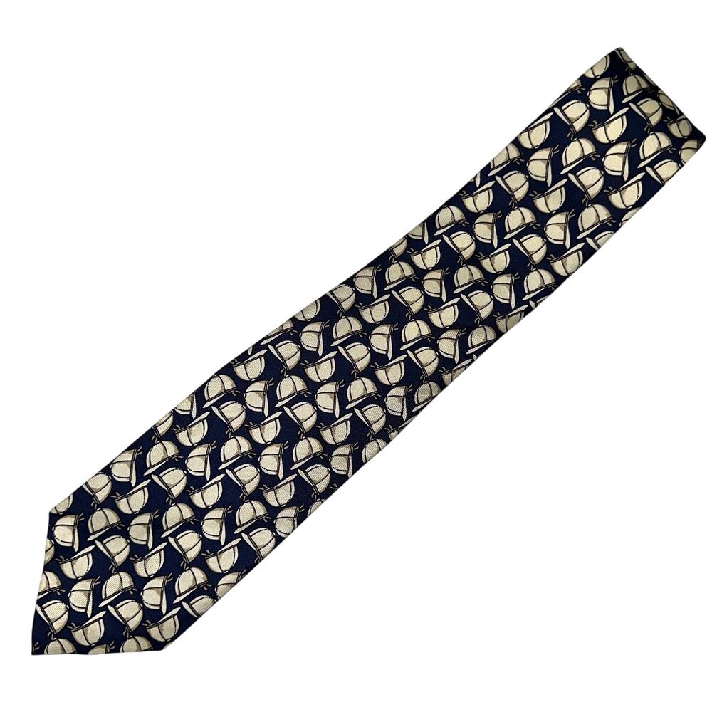 Vintage Polo Ralph Lauren Silk Polo Helmet Print Preppy Tie